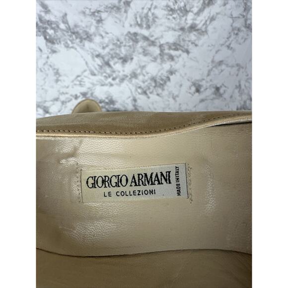 Giorgio Armani Womens Peep Toe Flat Loafer Size 37.5 US 7.5 Beige Nubuck Leather - Picture 5 of 7